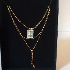 Real Gold 14 K Double Stran Lariat Necklace